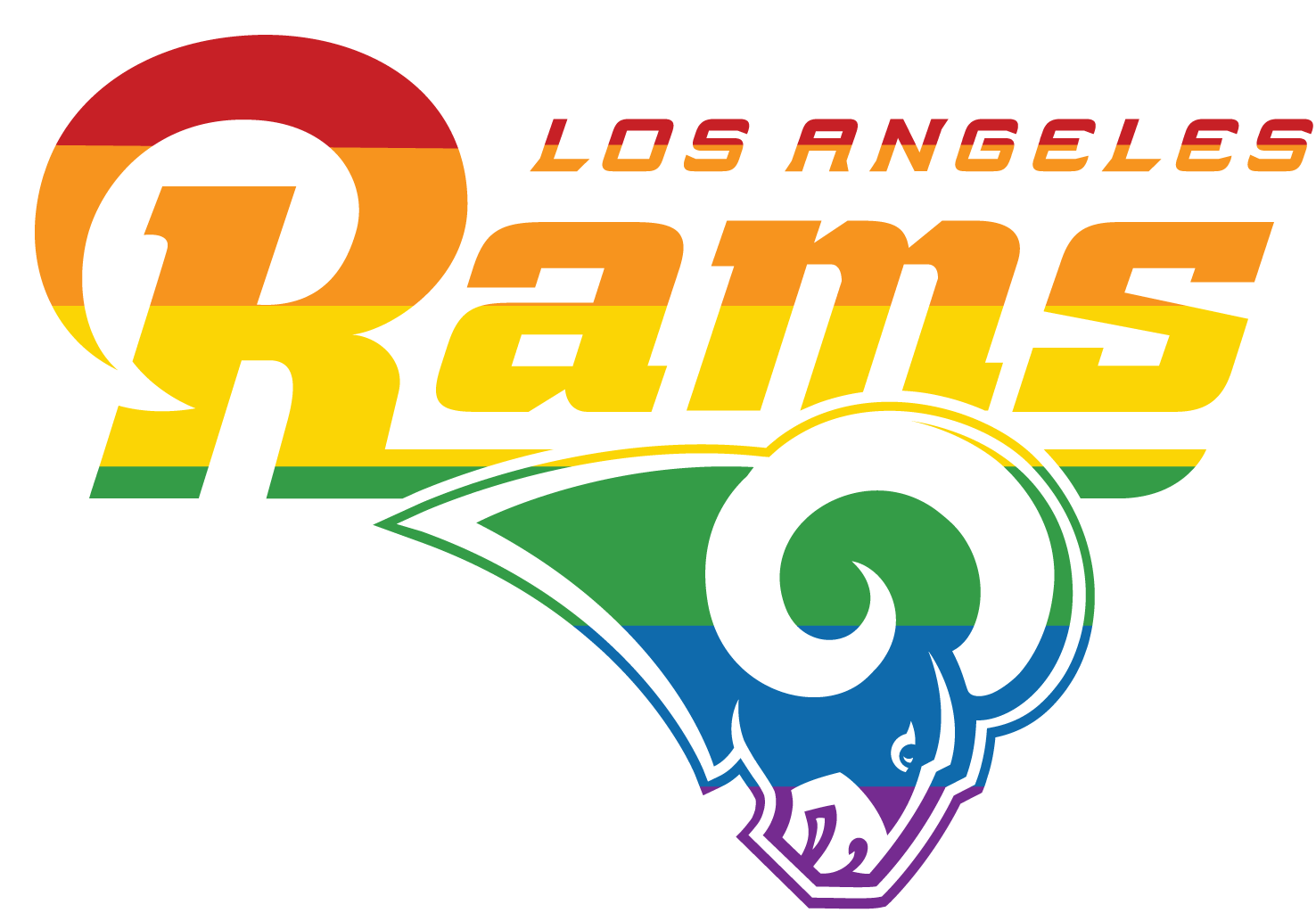 El Equipo De La Nfl, Los Angeles Rams Continúan Apoyando - La Rams Rainbow (1500x1057), Png Download