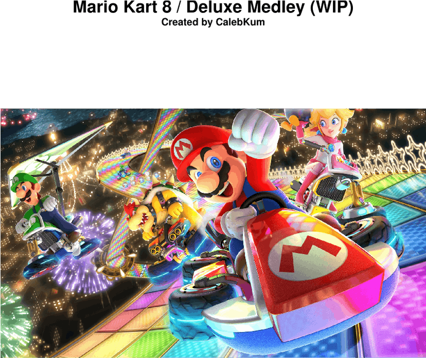 Mario Kart 8 Deluxe Medley Sheet Music For Piano Download - Super Mario Kart 8 Deluxe (850x1100), Png Download
