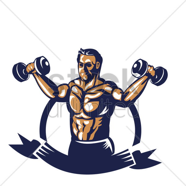 Dumbbells Clipart Group Fitness - Bodybuilder With Dumbbell Clipart (600x600), Png Download