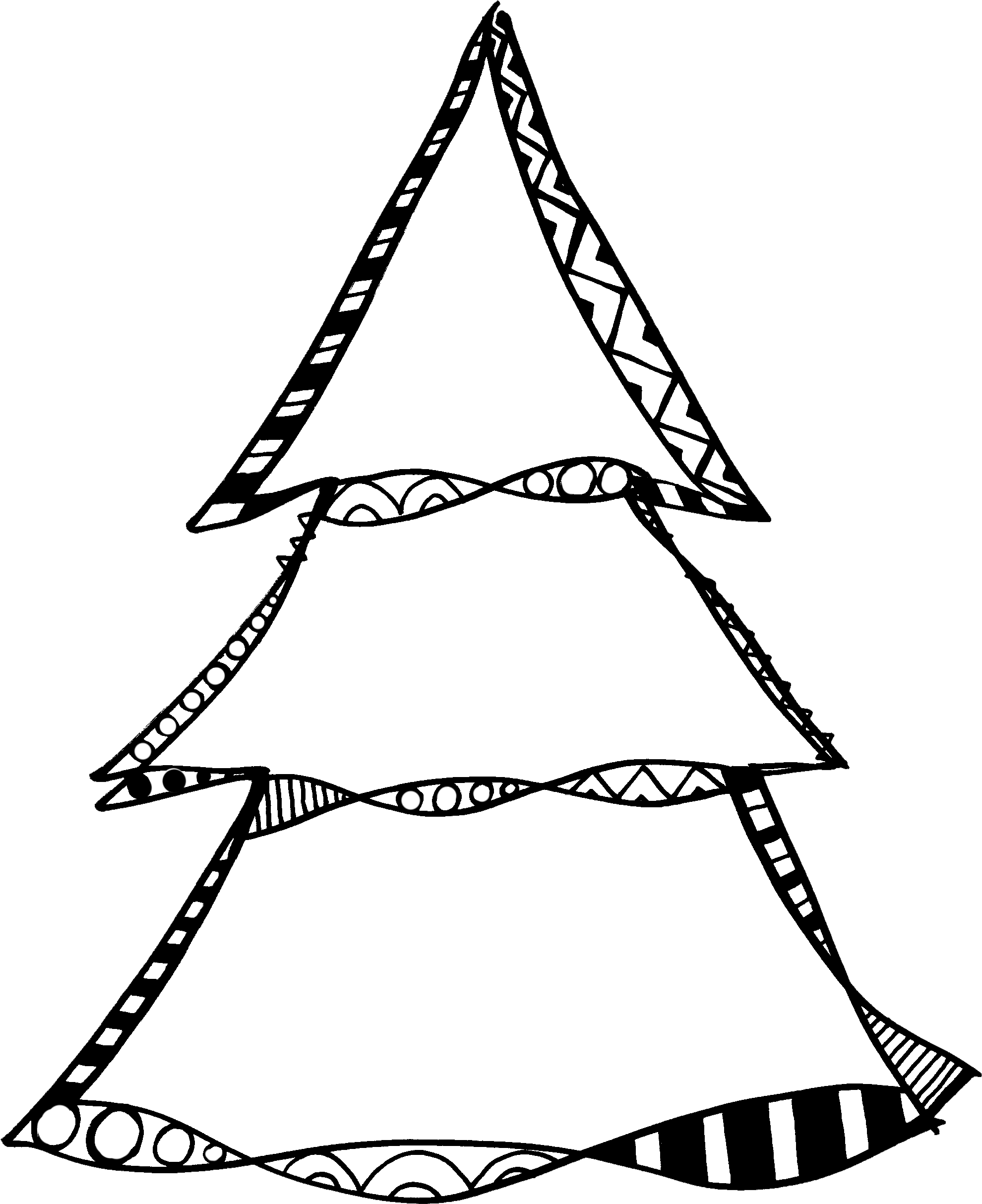 Christmas Tree Outline Free Digi Stamp - Christmas Tree (2016x2510), Png Download