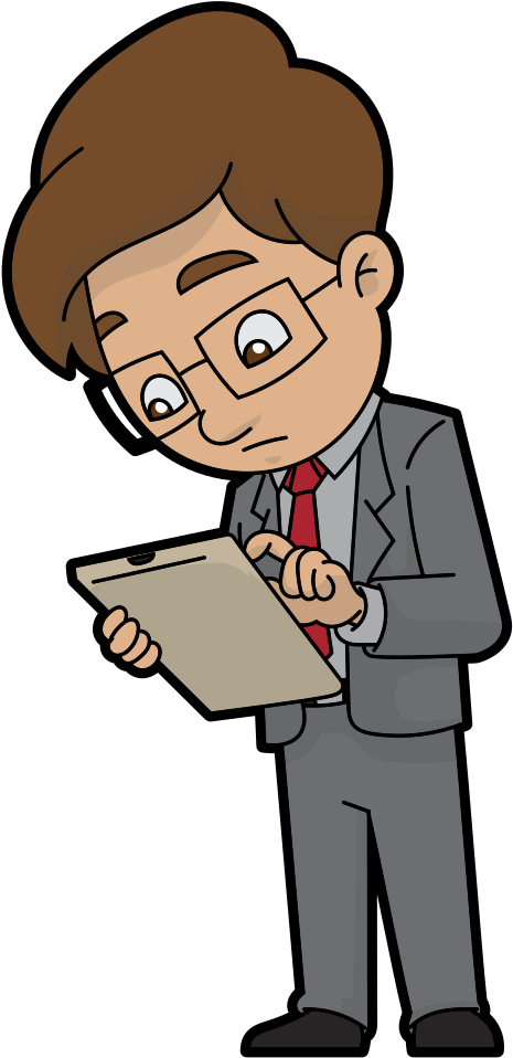 A Curious Cartoon Businessman - Clip Art (597x1024), Png Download