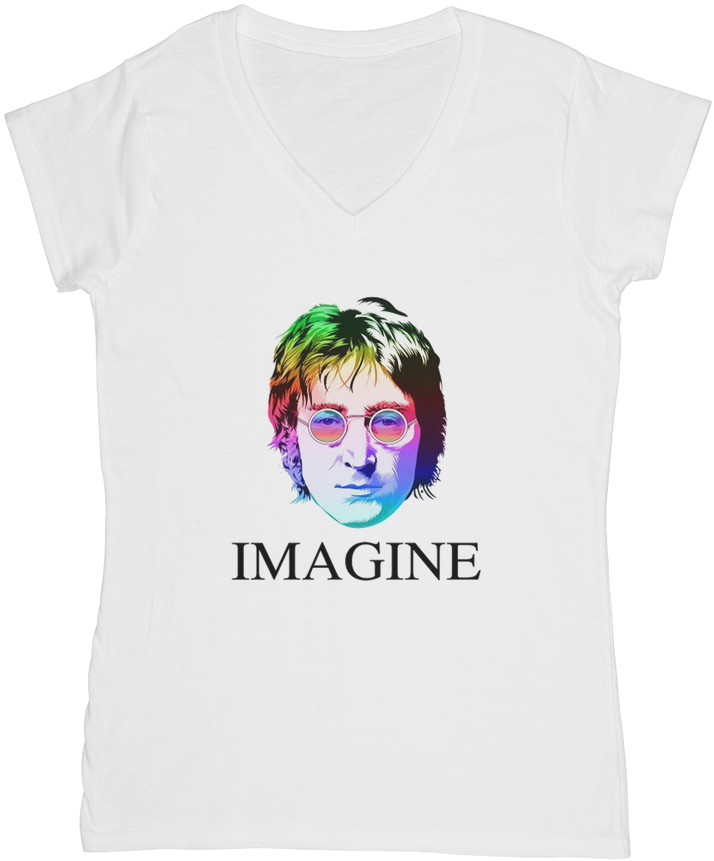 John Lennon 2 ﻿classic Women's V Neck T Shirt - Active Shirt (1024x1024), Png Download