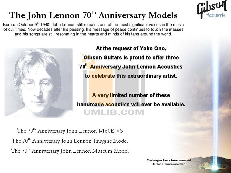 Pdf For Gibson Guitar John Lennon J160e Museum Manual - Gibson Guitars (792x612), Png Download