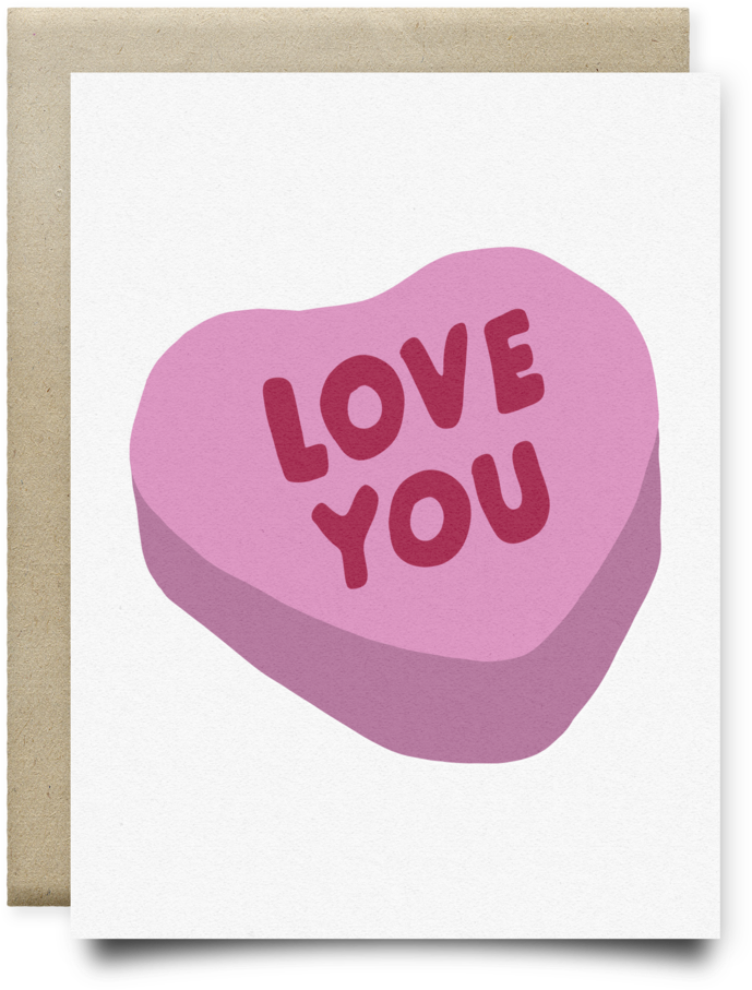 Love You Candy Hearts - Greeting Card (1000x1000), Png Download