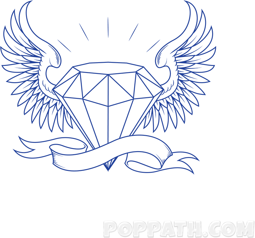 Drawn Diamond Crown - Diamante Com Asas Desenho (1000x1000), Png Download