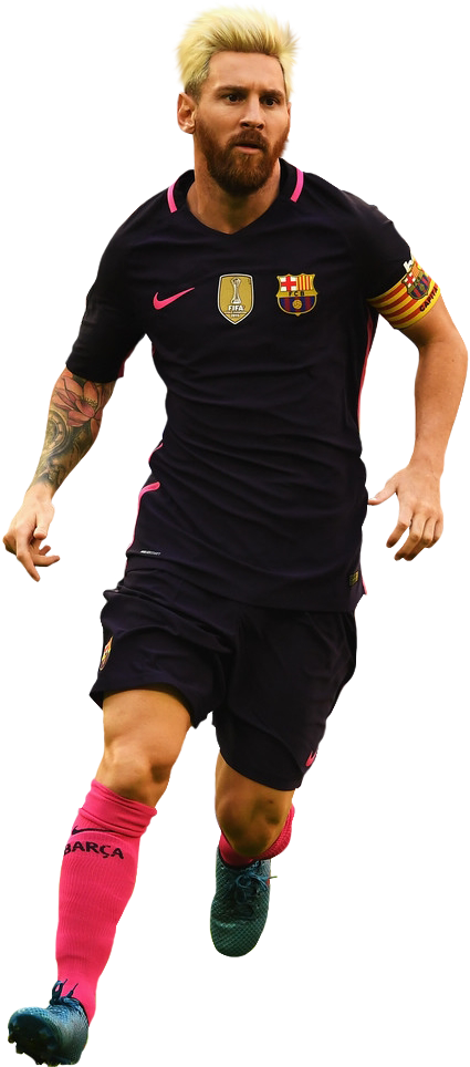 Lionel Messi Football Render - Fc Barcelona (425x964), Png Download
