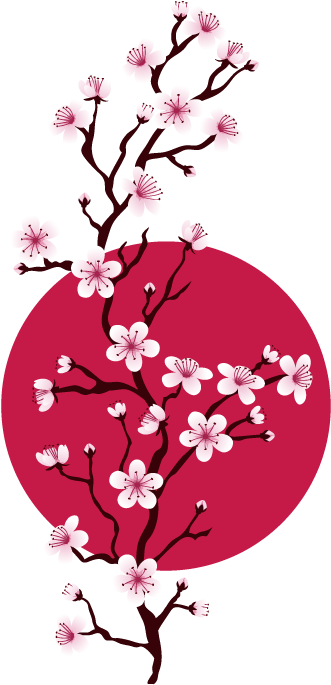 Japanese Cherry Branch Sticker - Japanese Cherry Blossom Clipart (374x684), Png Download