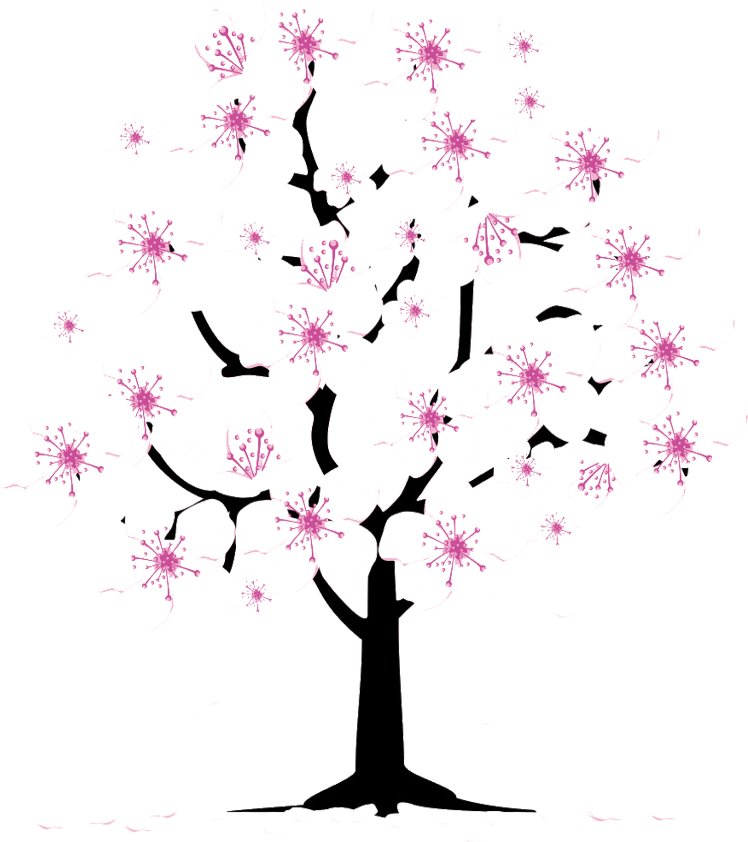 Cherry Blossom Tree Clip Art - Animated Cherry Blossom Tree (2362x2363), Png Download