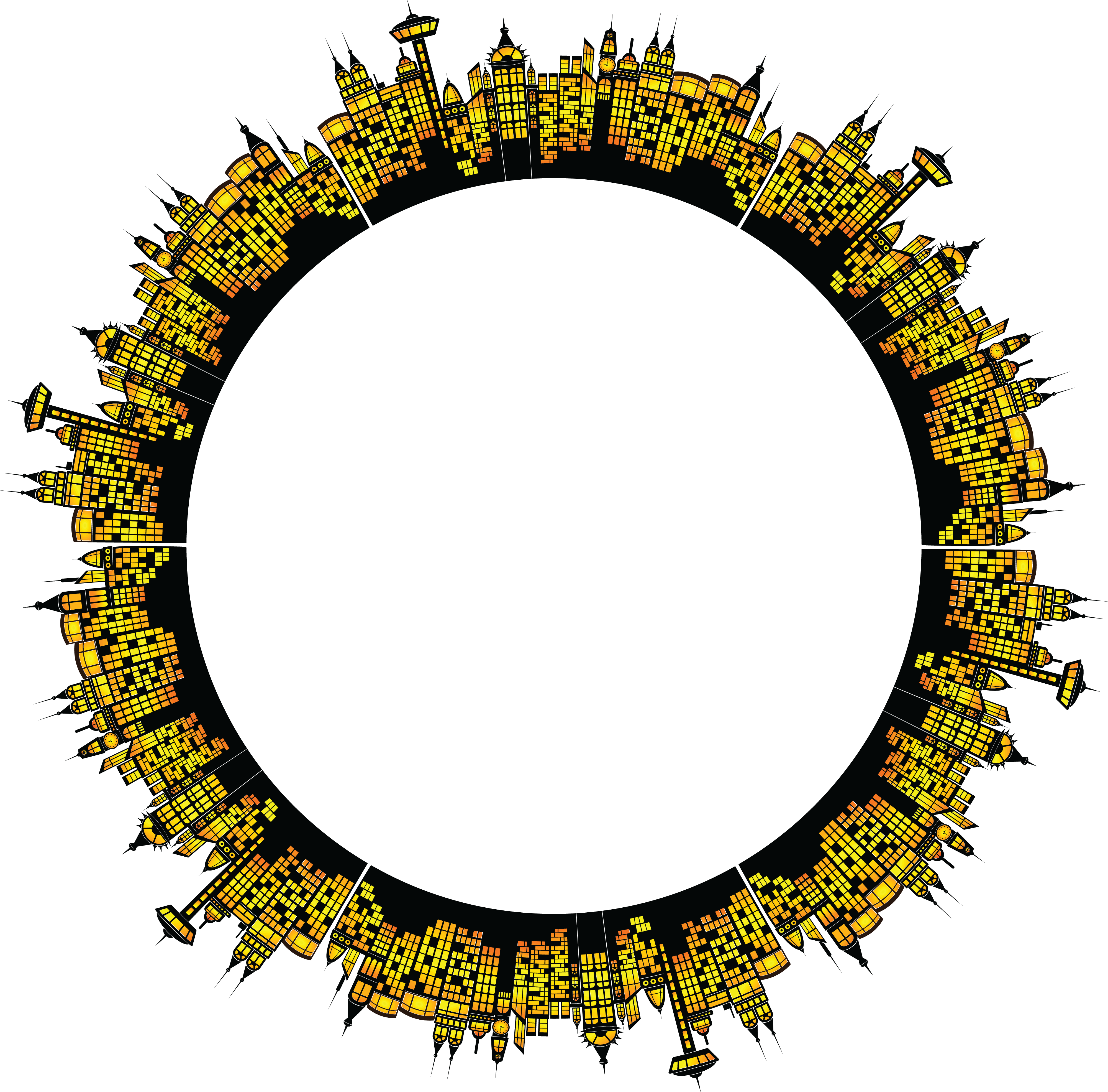 Free Clipart Of A Circular Frame Of Glowing City Buildings - Cafepress ! Samsung Galaxy S8 Case (4000x3939), Png Download