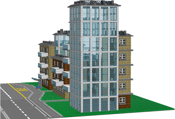 Zekiblok02 - Lego Apartment Building (640x408), Png Download