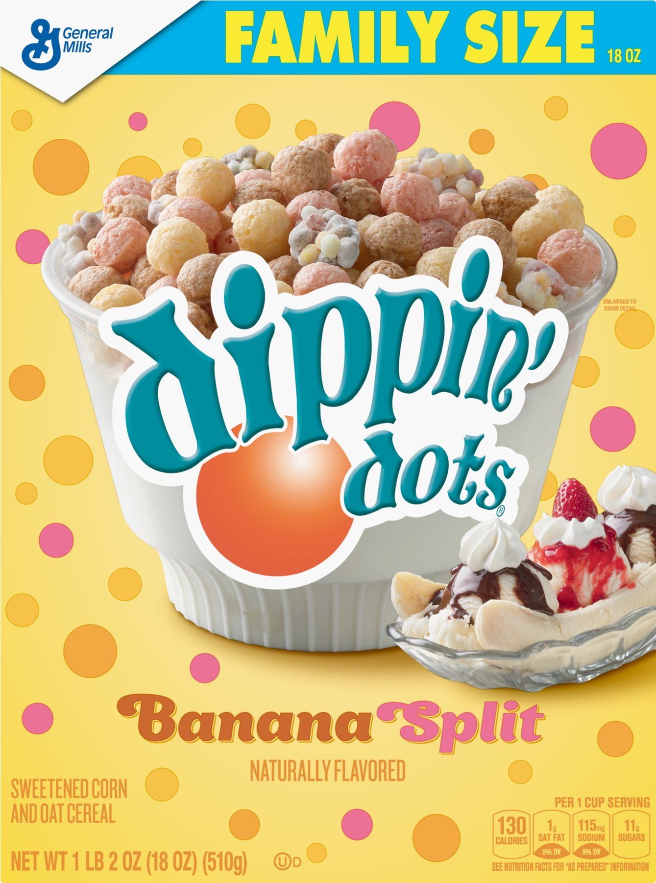 Dippin Dots Banana Split Flavored Cereal Family Size - Dippin Dots Banana Split Cereal (1800x1800), Png Download