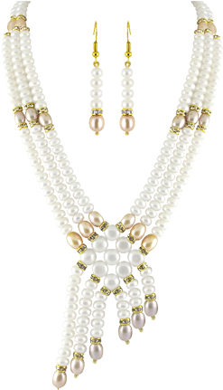Jpearls Sjpjl-505 3 String Pearl Necklace Set - Necklace (600x450), Png Download