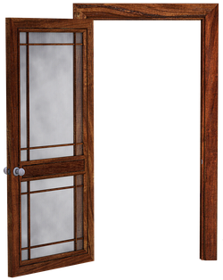 Door Open Door Wooden Door Glass Panes Tra - Porta Aberta Em Png (453x340), Png Download