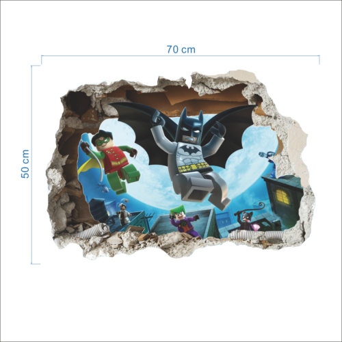 2 Of 6 Cartoon Hero Batman Broken Home Decor Wall Sticker - Mural (500x500), Png Download