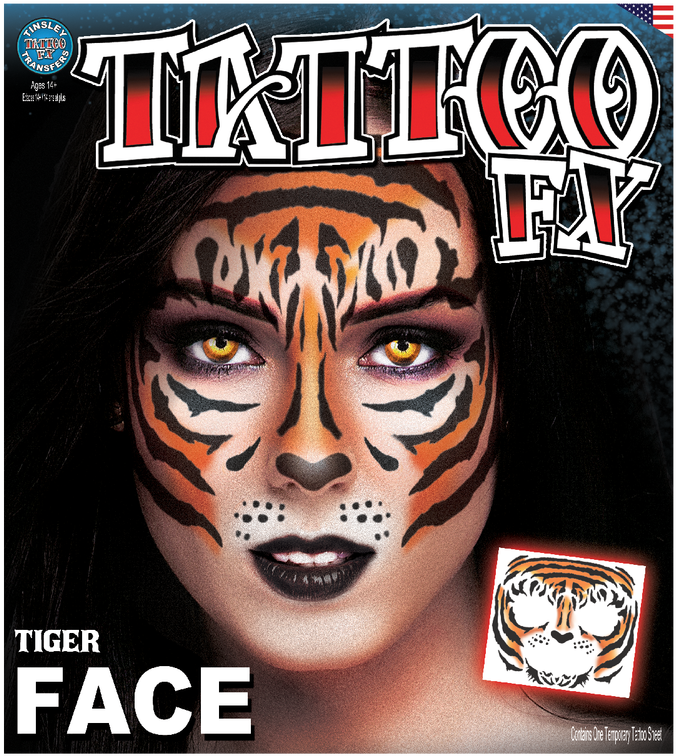 Face Tiger Temporary Tattoo - Tiger Face Tattoo (800x800), Png Download
