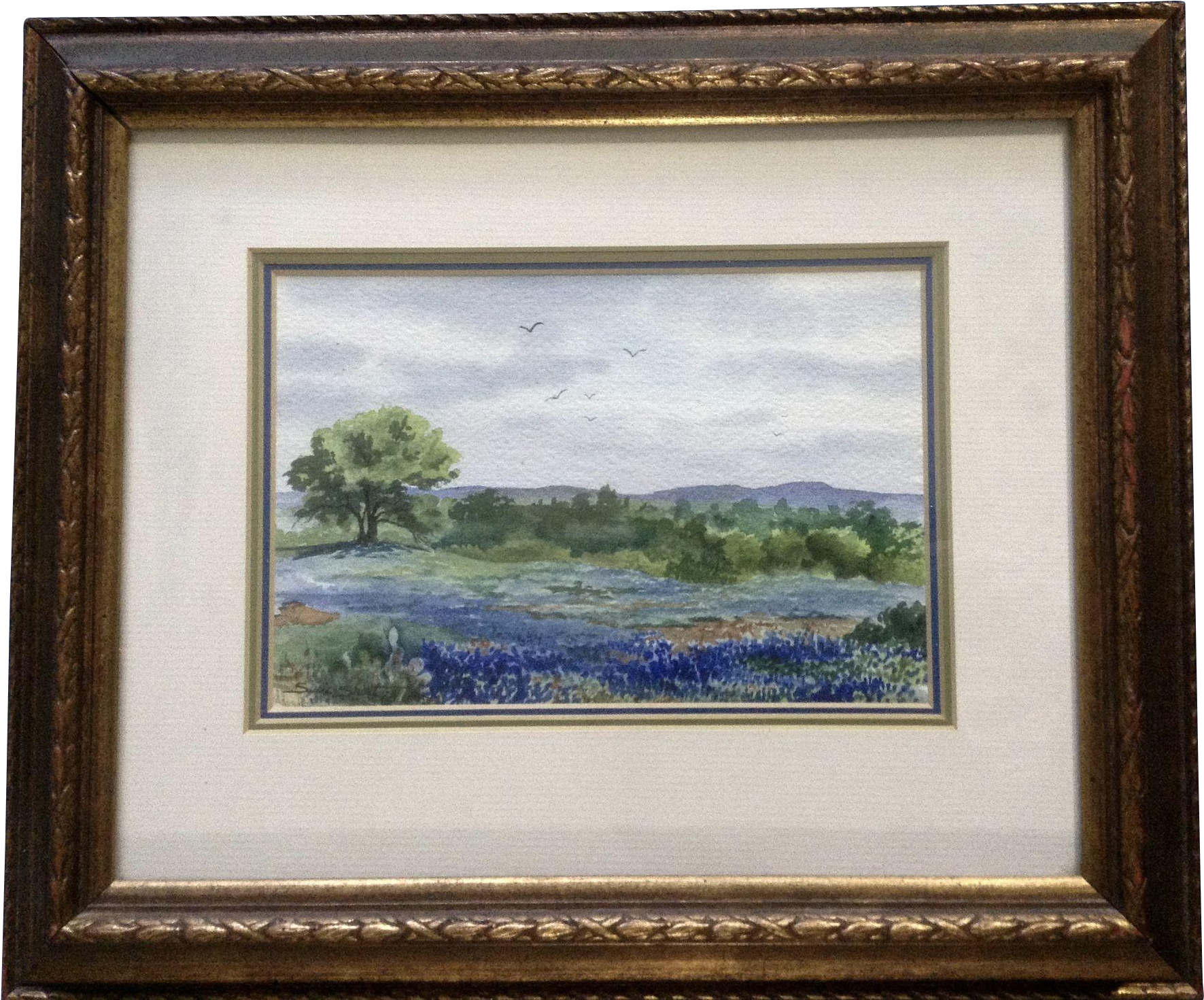 Susie Short Texas Bluebells Wildflower Landscape Watercolor - Artist (1770x1770), Png Download