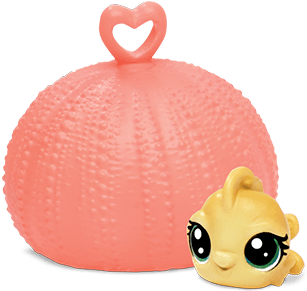 Ittlest Pet Shop Series 1 Aquatic B13 Fish In Sea Urchin - Cartoon (412x360), Png Download