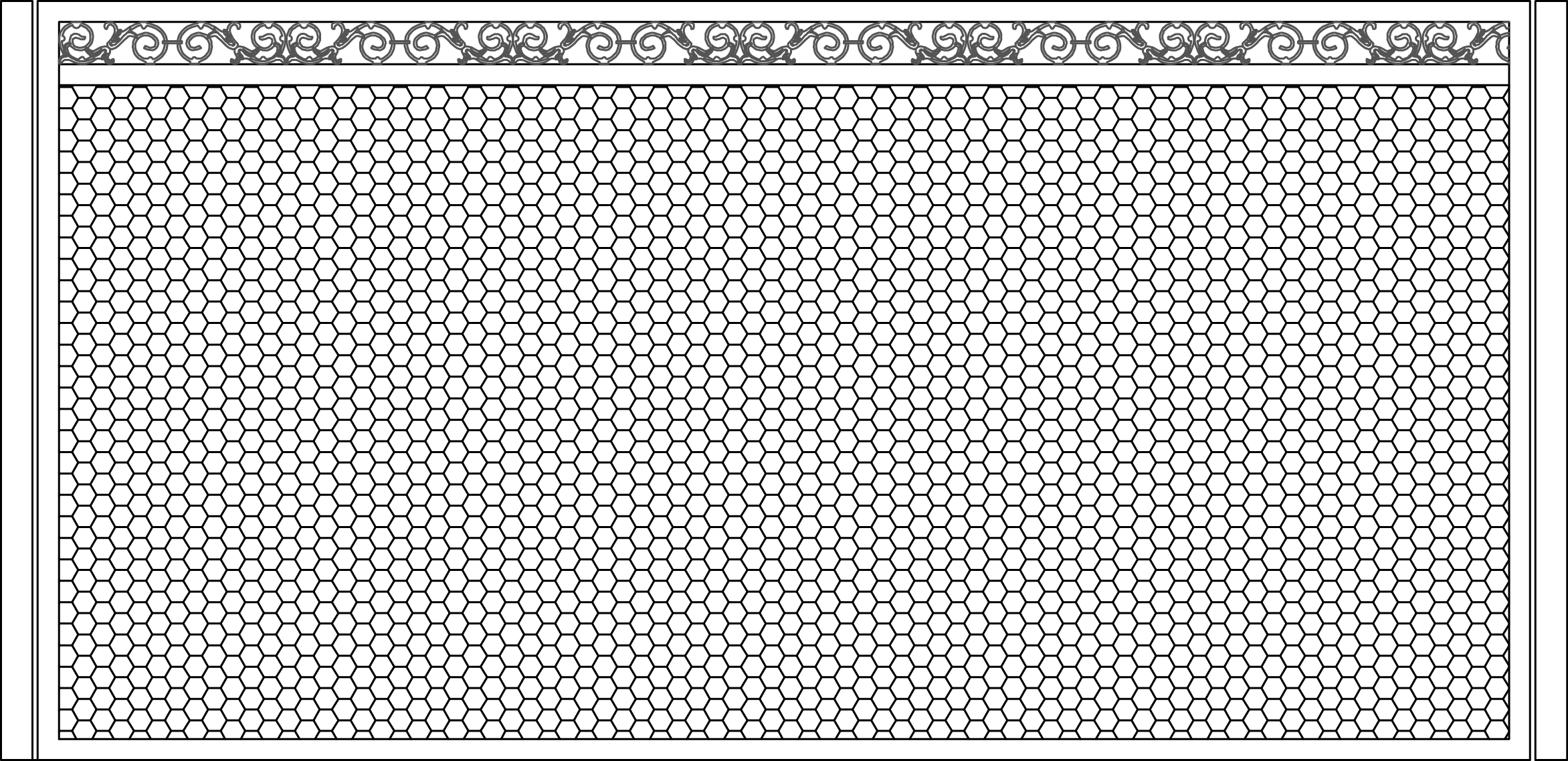 Fence Design - Monochrome (2344x1137), Png Download