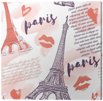 Vintage Seamless Pattern With Eiffel Tower, Kisses, - Torre Eiffel Animada (400x400), Png Download