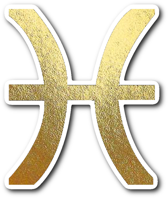 Pisces Gold Sign Vinyl Sticker - Pisces Symbol Gold (1024x1024), Png Download
