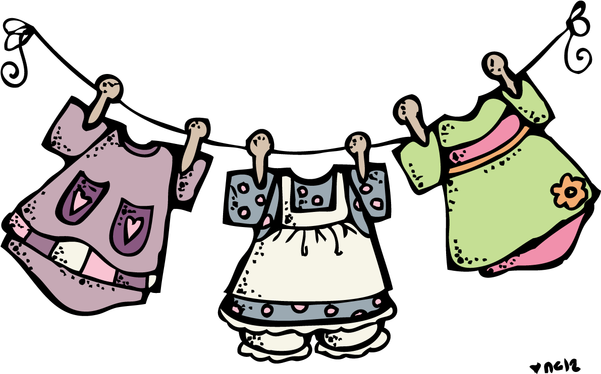 Girl Clothesline Cliparts - Clothesline Clipart Black And White (1200x744), Png Download