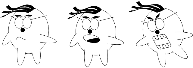 Three, Outline, Angry, Cartoon, Emoticon, Yelling - Three Emotions (640x320), Png Download