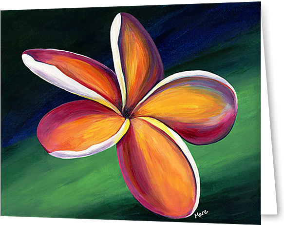 Dancing Plumeria Greeting Cards - Acrylic Plumeria (594x500), Png Download