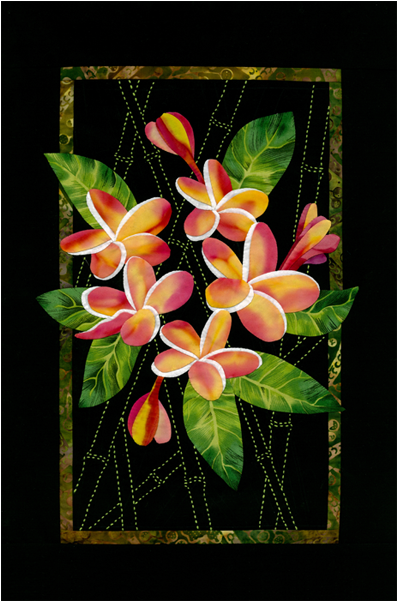 Plumeria & Bamboo By Sylvia Pippen Hawaiian Quilts, - Frangipani (600x600), Png Download
