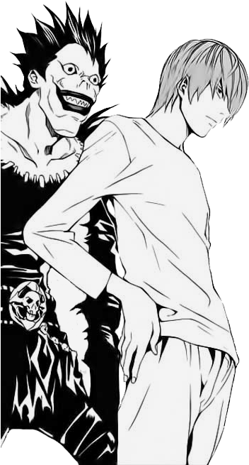Death Note Light Yagami Ryuk Transparent - Cartoon (500x750), Png Download