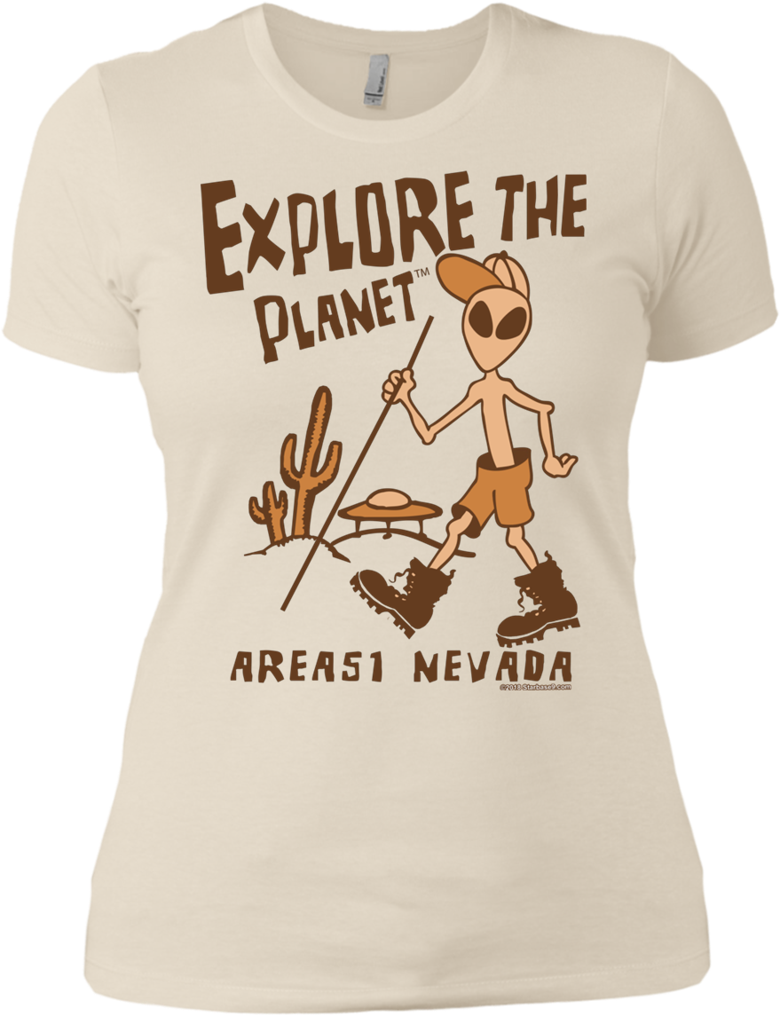 Explore The Planet Premium Ladies Ufo Alien T-shirt - Marimba (1155x1155), Png Download