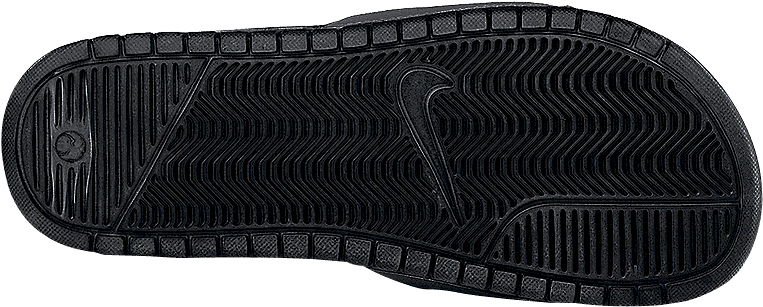 312618-011 Nike Benassi Swoosh Black/white - Flip-flops (800x600), Png Download
