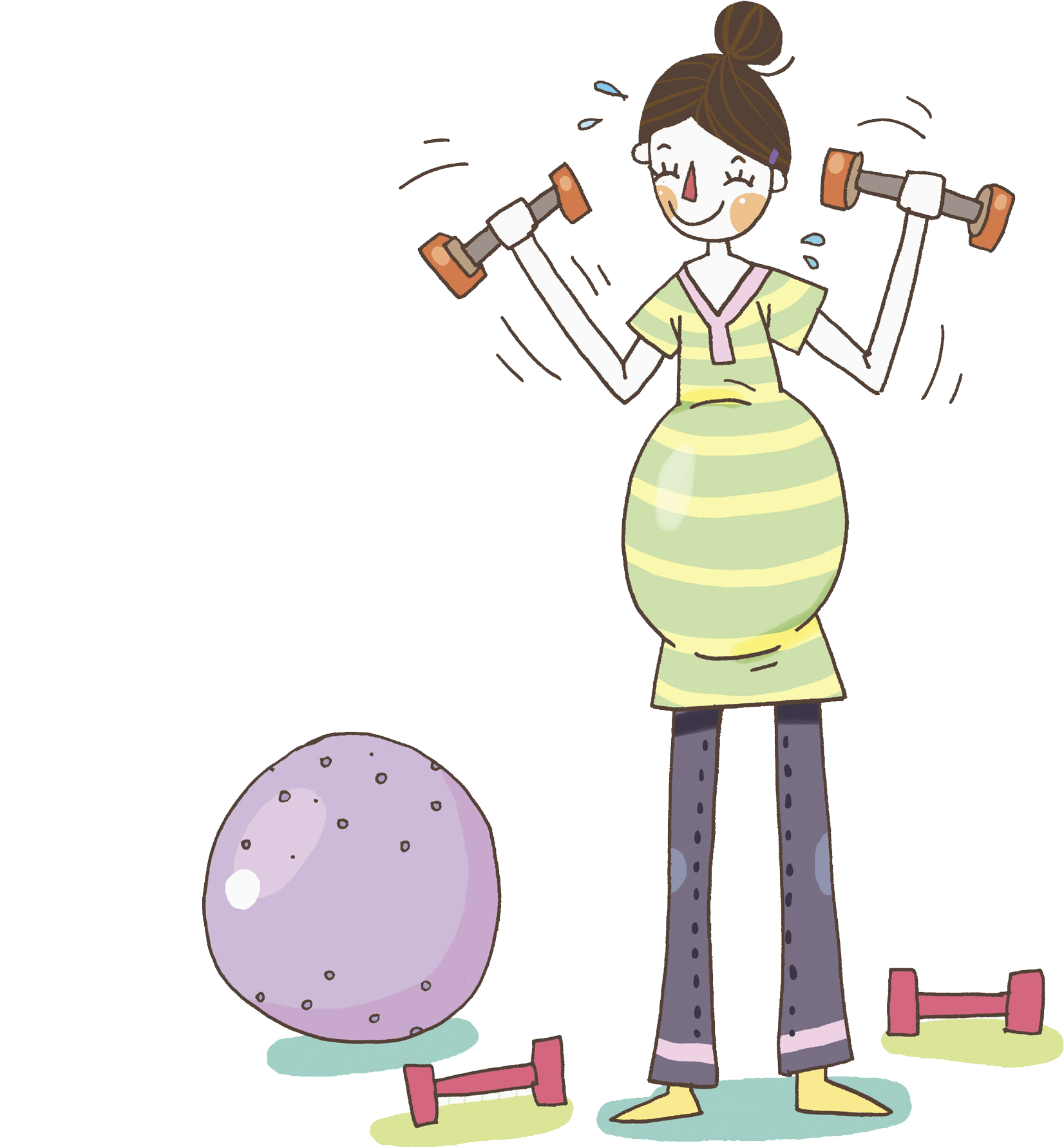 Pregnancy Childbirth Physical Exercise Fetus - Pregnant Woman Exercising Cartoon (1652x1782), Png Download