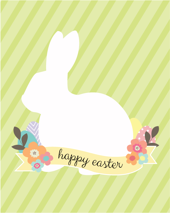 Easter Bunny Print Green Display - Domestic Rabbit (612x792), Png Download