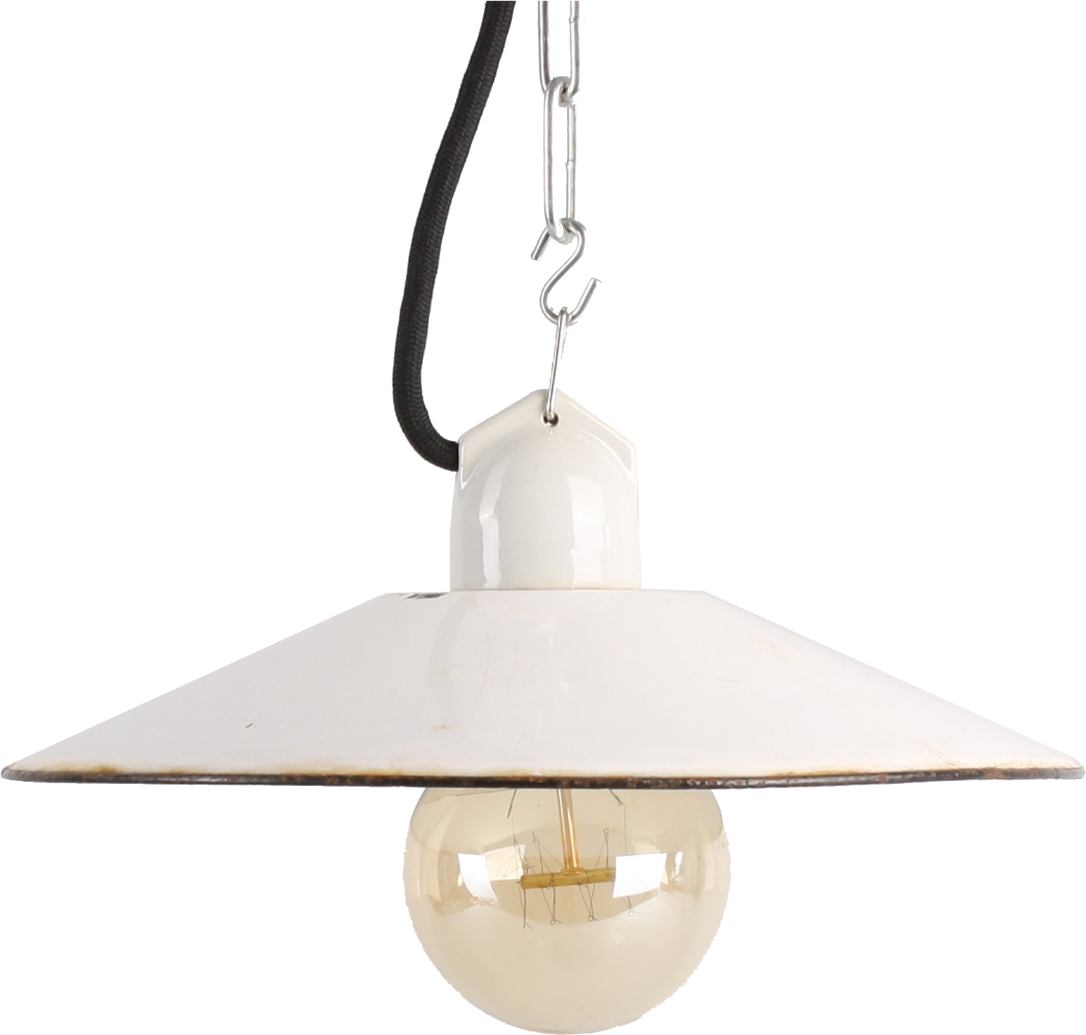 Lamp Shade Made Of White Enamel And Ceramic Socket - Lampshade (2600x1900), Png Download