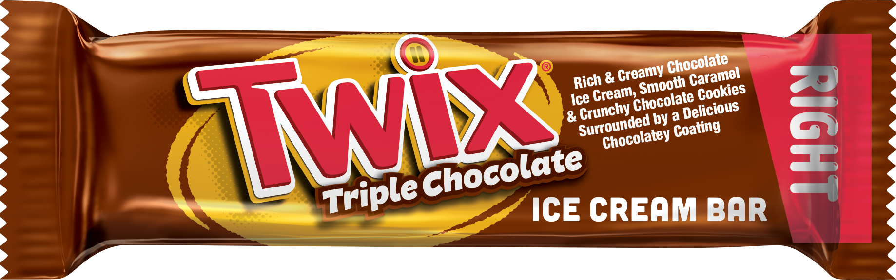 Twix Triple Chocolate Ice Cream Right Side - Twix (1838x575), Png Download