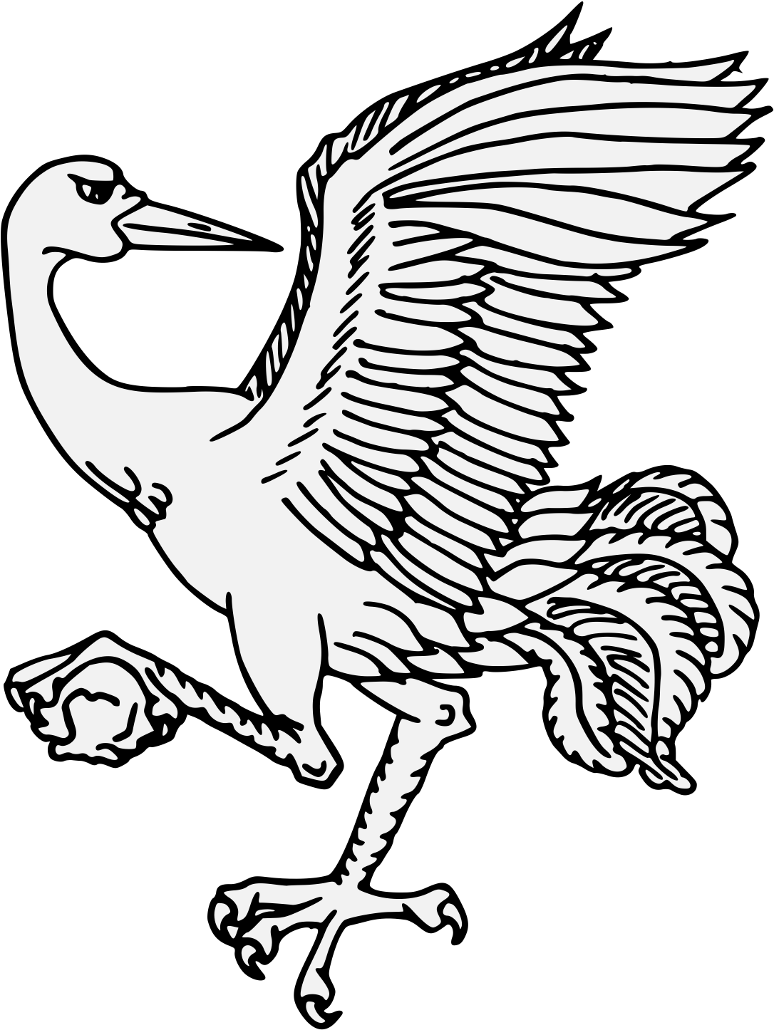 Crane Addorsed Regardant - Goose (1106x1465), Png Download
