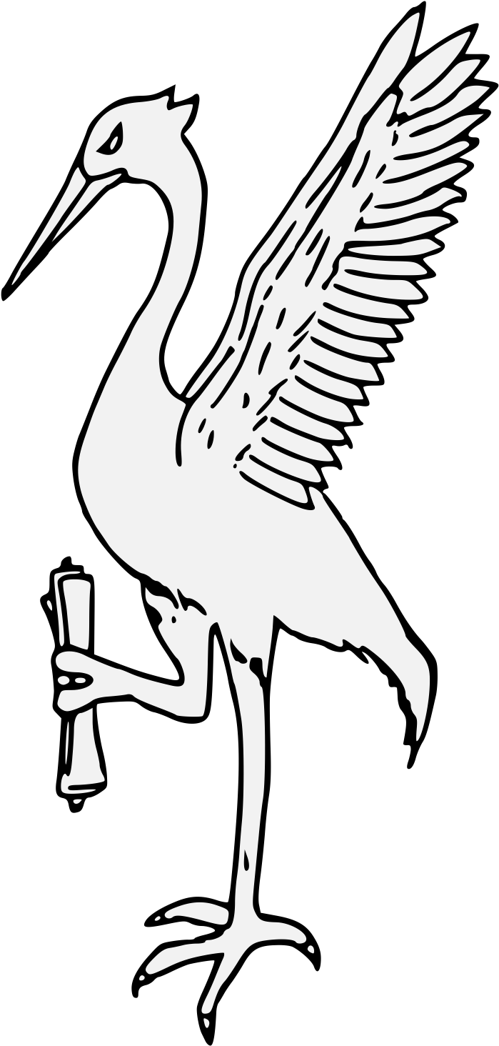 Crane Addorsed Maintaining A Scroll - Water Bird (712x1465), Png Download