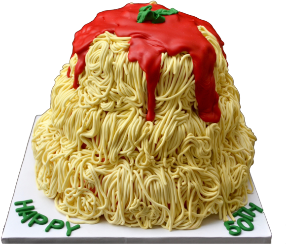 Spaghetti Birthday Cake (600x572), Png Download