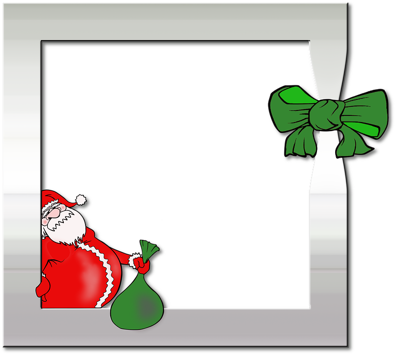 Photo Frame, Photo, Album, Santa Claus, Silver - Ramka Mikołaj Png (816x720), Png Download
