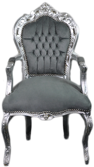Dining Armchair Silver Frame, Grey Velvet - Baroque (570x570), Png Download