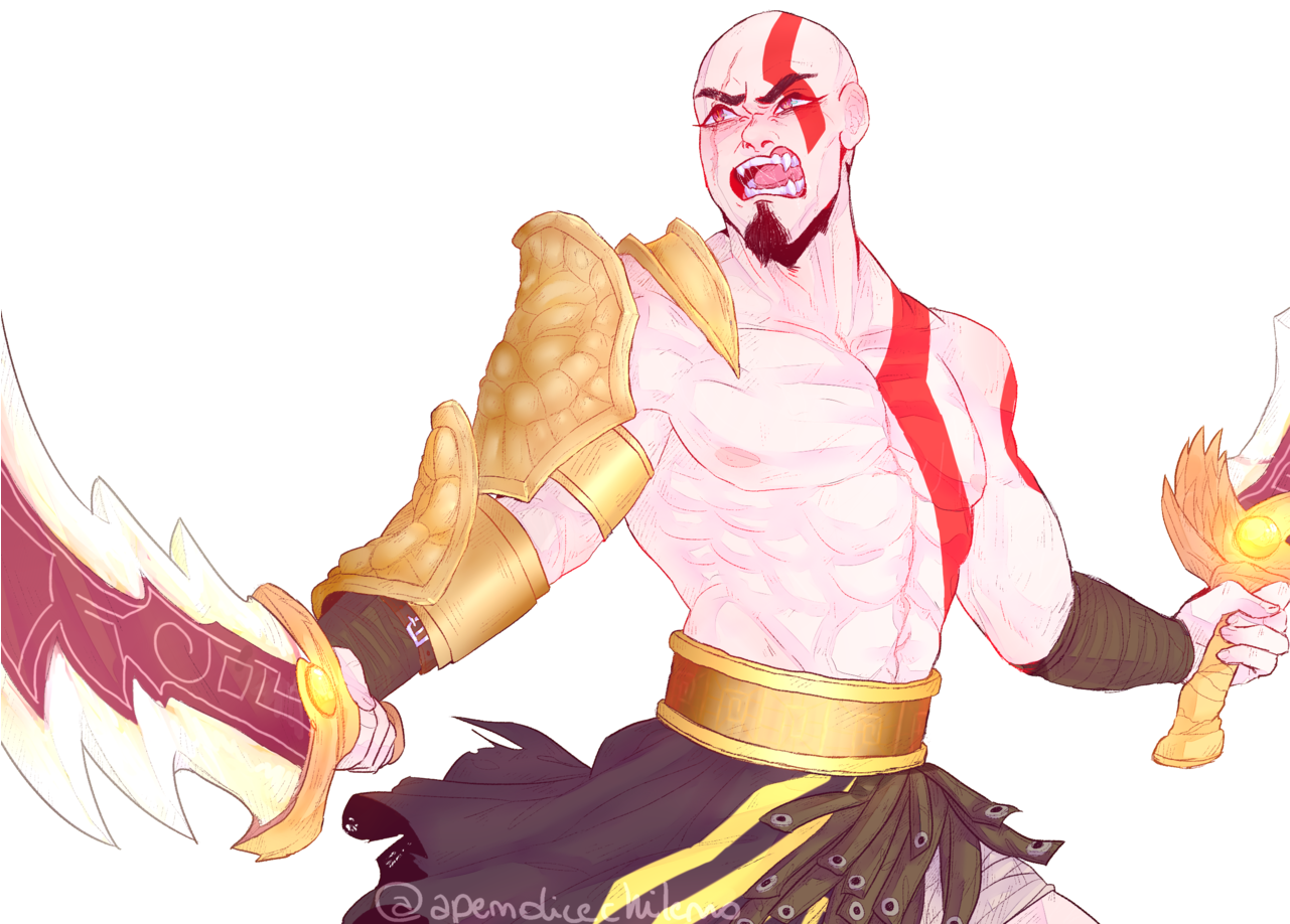Kratos Dios De La Guerra Dibujo (1280x985), Png Download