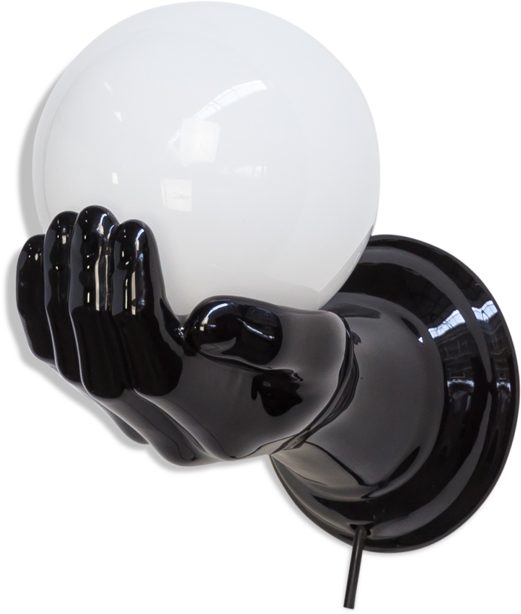 Italian Ceramic Black Hand Wall Sconce In The Style - Compact Fluorescent Lamp (1457x1457), Png Download