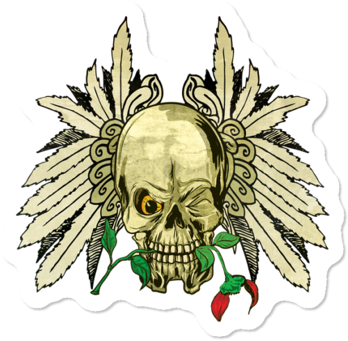 Skull With Wings And Dead Rose - Skull (650x650), Png Download