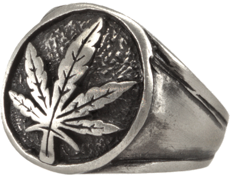Signet Ring Hemp-leaf Biker Ring - Titanium Ring (800x800), Png Download