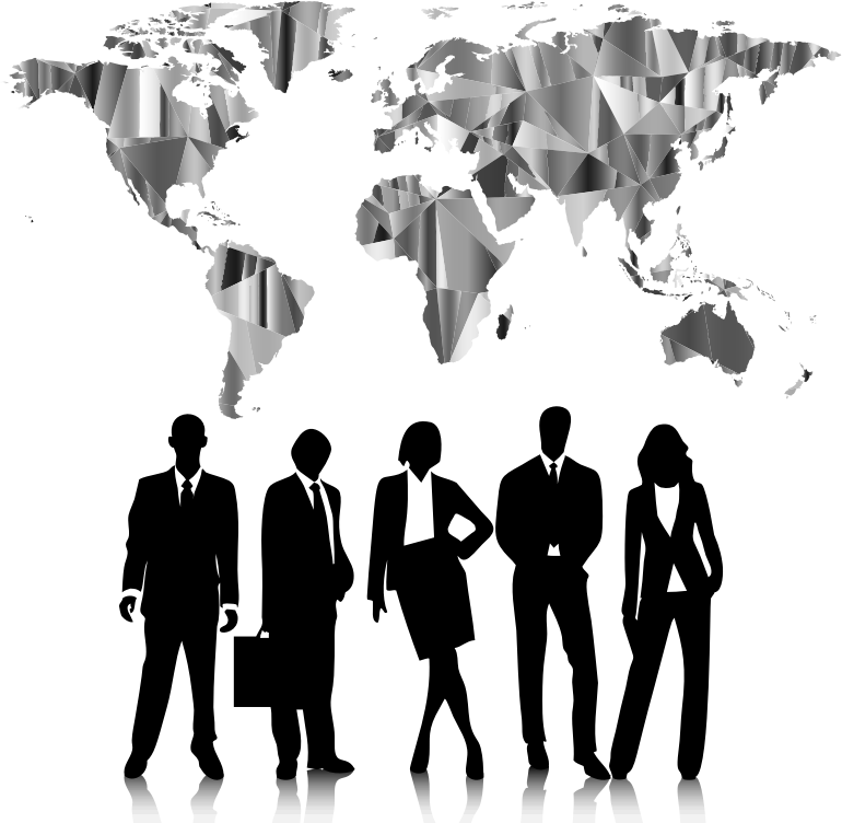 Professional People Low Poly World Map - Business People Silhouette Png (770x752), Png Download