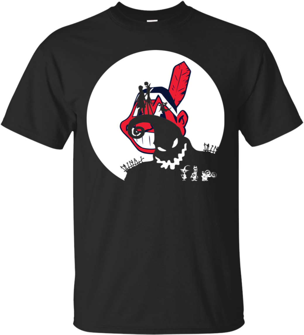 Jack Skellington And Sally Cleveland Indians Halloween - Moto Tshirt (1155x1155), Png Download