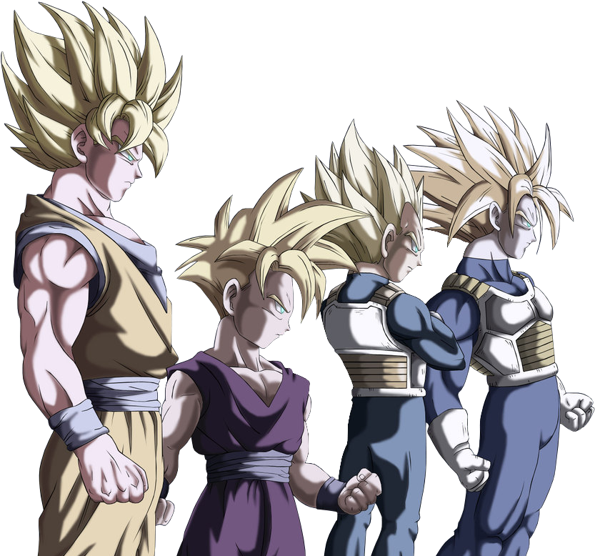 Sangoku Vegeta Sangohan Trunks Goku Gohan Saiyen Super - Goku Gohan Vegeta Trunks (900x790), Png Download