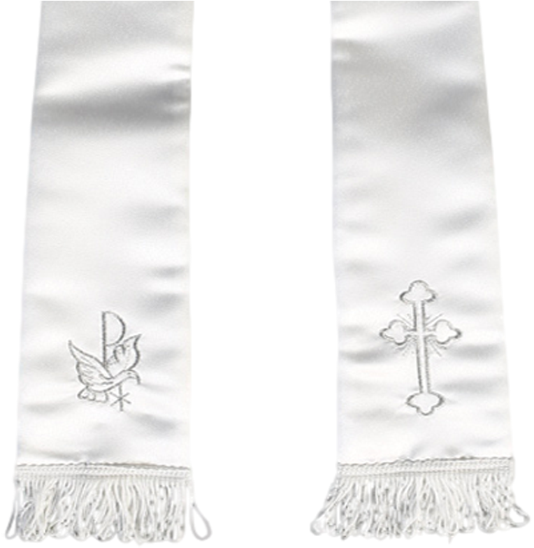 Silver Cross & Dove Embroidery Satin Christening Shawl - Cross (800x800), Png Download