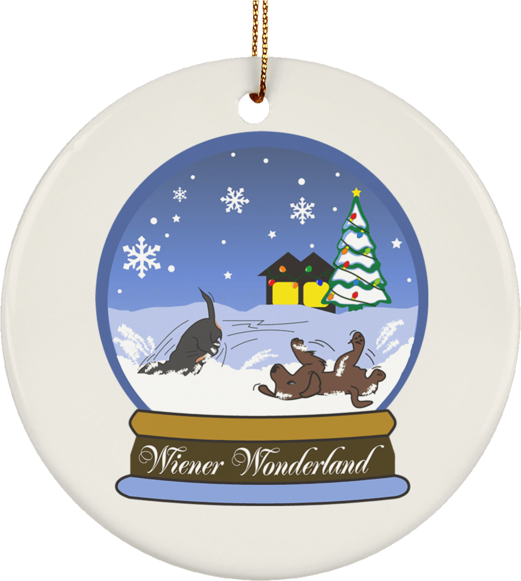 Snow Globe Christmas Ceramic Circle Ornament - Christmas Ornament (1155x1155), Png Download