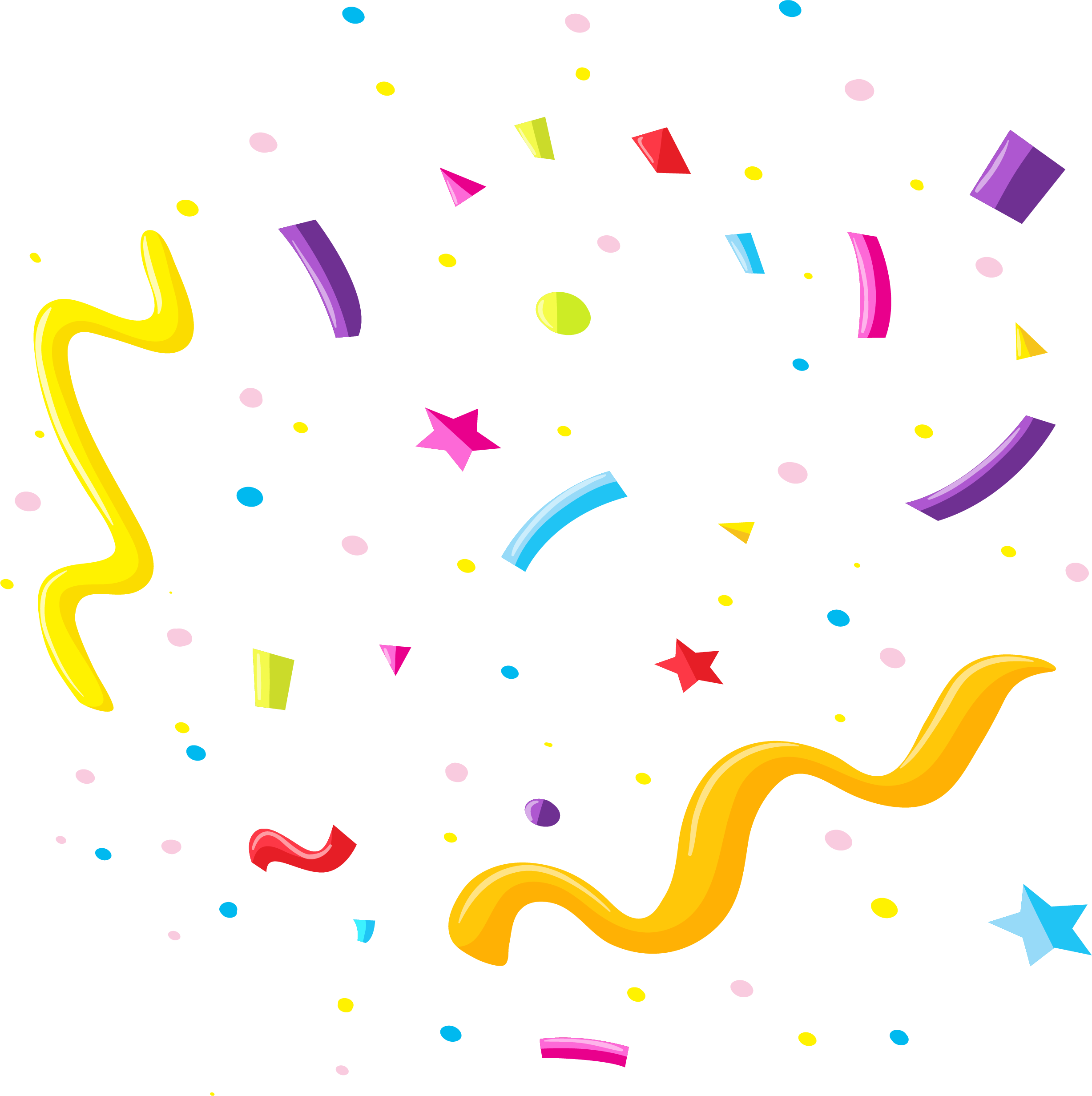 Streamer Free Png Image - Dibujos De Serpentinas Y Globos (2455x2464), Png Download